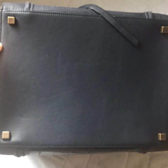 Cabas Phantom Medium In Croc Navy Nubuck Satchel - Picture 5 of 5